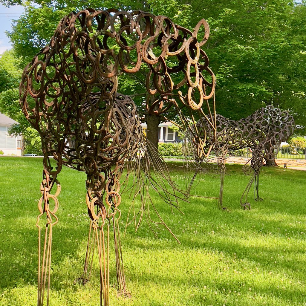 Horse sculpture at Transylvania Community Arts Council on the Brevard Sculpture Walk